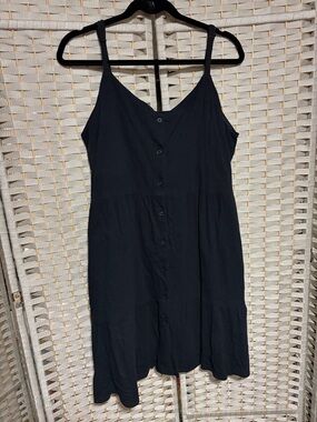 Gap Black Button-Front Spaghetti Strap Dress